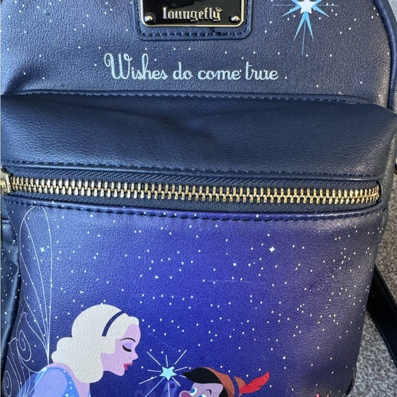 Loungefly Navy Fairy Wishes Do Come True Mini Backpack with Starry Design Disney - Picture 2 of 9